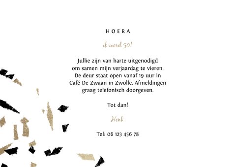 Uitnodiging fotocollage 1971 aanpasbaar met confetti 3