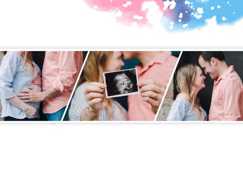 Uitnodiging gender reveal fotostrip met ballonnen 2