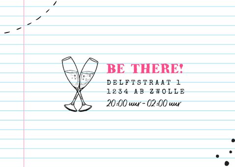 Uitnodiging geslaagd examenfeest schrift doodle 2