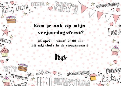 Uitnodiging handlettering trendy kaart met foto en banner 3