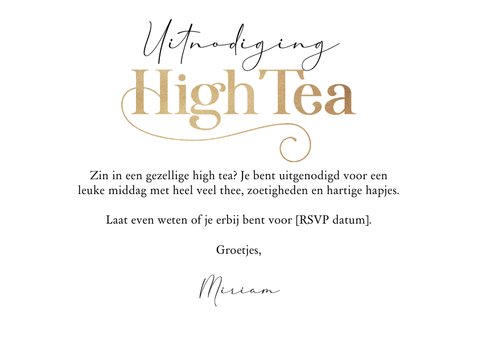 Uitnodiging high tea thee illustraties gebakjes confetti 3