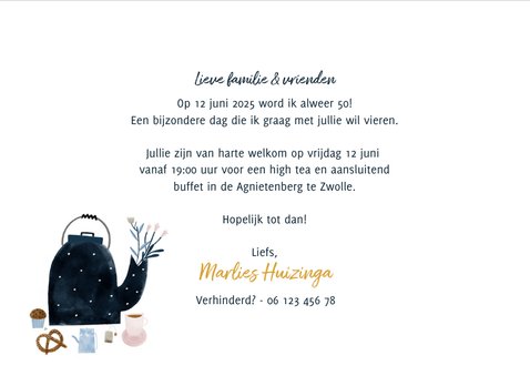 Uitnodiging High Tea verjaardagsjubileum met foto 3