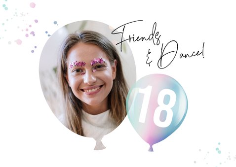 Uitnodiging holografisch ballonnen foto spetters verjaardag 2