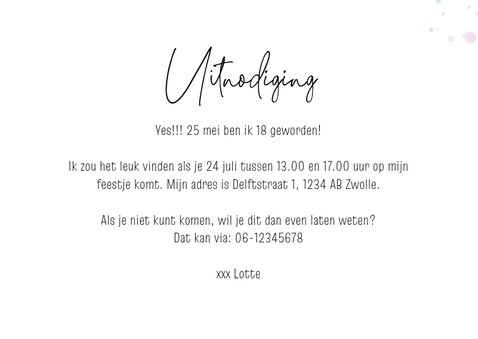 Uitnodiging holografisch ballonnen foto spetters verjaardag 3