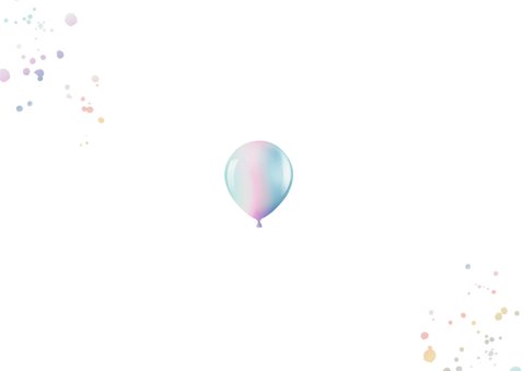 Uitnodiging holografisch ballonnen foto spetters verjaardag Achterkant