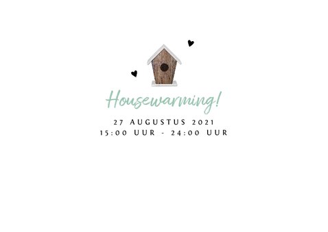 Uitnodiging housewarming met vogelhuisje en eigen foto 2