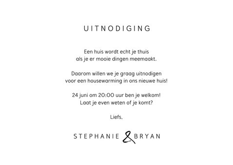 Uitnodiging housewarming sleutel hartjes foto 3