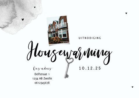 Uitnodiging housewarming verhuiskaart sleutel foto 2