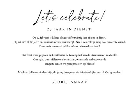Uitnodiging jubileum 25 jaar in dienst | Kaartje2go