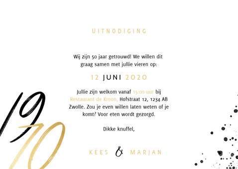 Uitnodiging jubileum 50 jaar getrouwd foto's en jaartallen 3