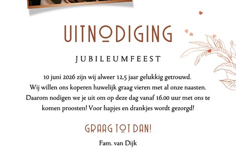 Uitnodiging jubileum save the date koperen huwelijk foto 3