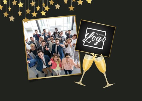 Uitnodiging kerstborrel cheers champagne bedrijf sterren 2