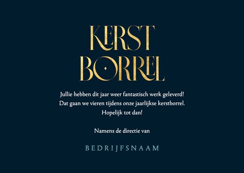 Uitnodiging kerstborrel goud ruitjes blauw zakelijk 3