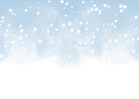 Uitnodiging kerstborrel met waterverf en sneeuw Achterkant