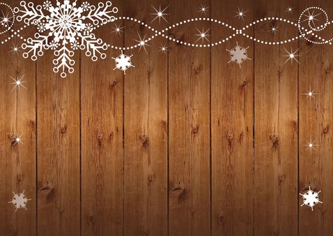 Uitnodiging kerstborrel sneeuwvlokken houtlook 2