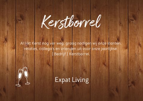 Uitnodiging kerstborrel sneeuwvlokken houtlook 3