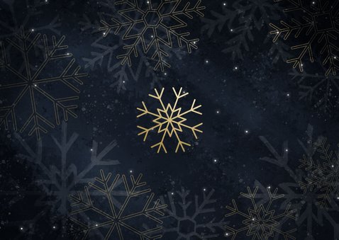 Uitnodiging kerstdiner uitnodiging met gouden sneeuwvlokken Achterkant