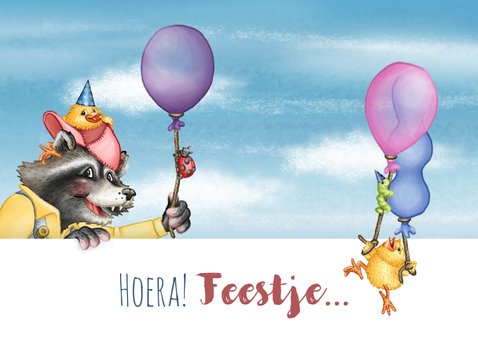 Uitnodiging kinderfeest dieren ballonnen 2