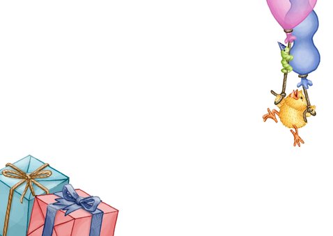 Uitnodiging kinderfeest dieren ballonnen Achterkant