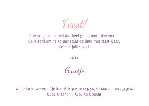 Uitnodiging kinderfeest eenhoorn meisje 3
