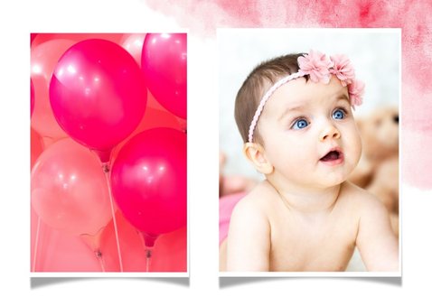 Uitnodiging kinderfeestje flamingo met foto en waterverf 2