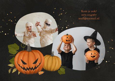 Uitnodiging kinderfeestje halloween pompoenen foto 2