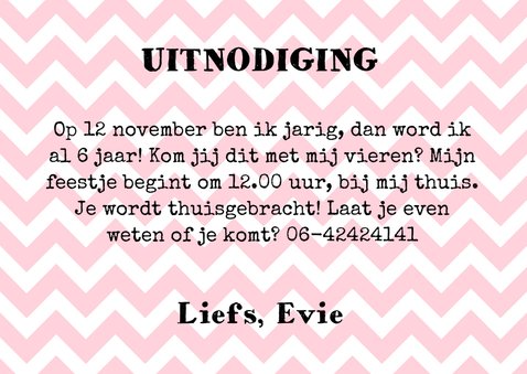 Uitnodiging kinderfeestje meisje roze hartje 3