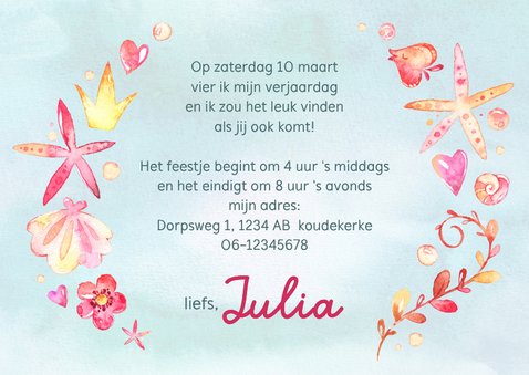 Uitnodiging kinderfeestje met zeemeermin 3