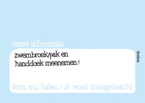 Uitnodiging Kinderfeestje Zwem 2