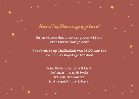 Uitnodiging kraamborrel derde kindje uilen familie 3