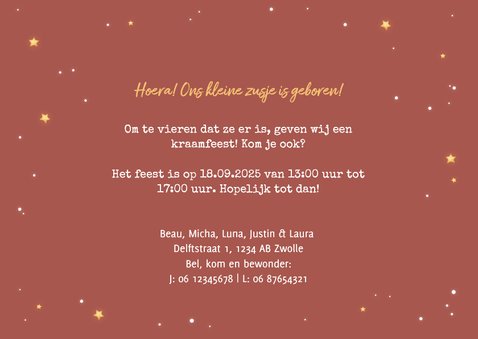 Uitnodiging kraamborrel derde kindje uilen familie 3