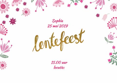 Uitnodiging lentefeest roze foto 2