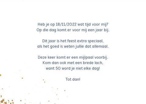 Uitnodiging met gouden letters 3