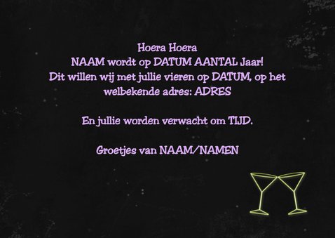 Uitnodiging neon feest C 3