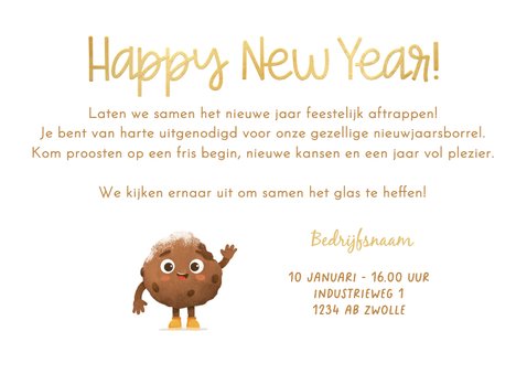 Uitnodiging nieuwjaarsborrel champagne oliebollen sterren 3