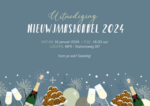 Uitnodiging nieuwjaarsborrel oliebollen en champagne  3