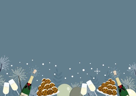 Uitnodiging nieuwjaarsborrel oliebollen en champagne Achterkant