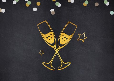 Uitnodiging nieuwjaarsborrel proost met champagneglazen 2