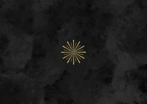 Uitnodiging nieuwjaarsborrel vuurwerk champagne oliebollen Achterkant