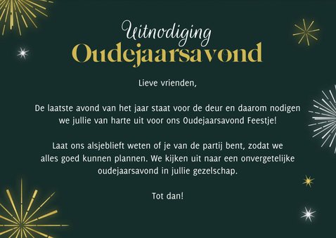 Uitnodiging oudejaarsavond oud & nieuw party vuurwerk 3