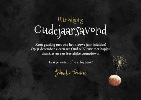 Uitnodiging oudejaarsavond vuurwerk oliebollen aftellen 3