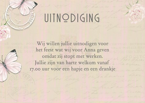 Uitnodiging pensioen vintage 2