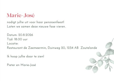 Uitnodiging pensioenfeest met pioenrozen 3