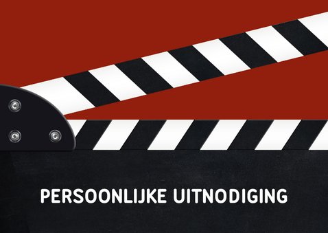 Uitnodiging regisseursbord voor filmfeestje met filmklapper  2