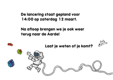 Uitnodiging Ruimte feest astronaut 3