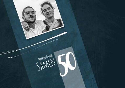 Uitnodiging samen 50, eenvoudig met speelse lijnen 2