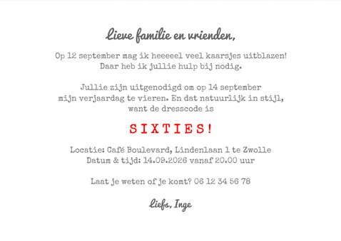Uitnodiging Sixties party 3
