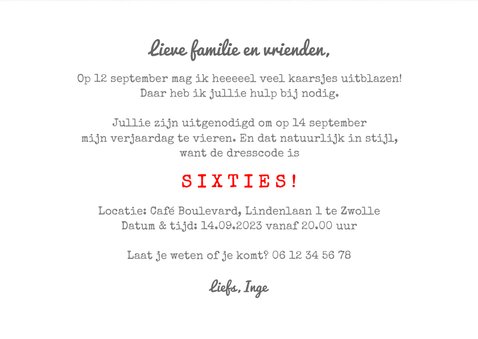 Uitnodiging Sixties party 3