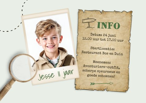 Uitnodiging speurtocht feestje schatkist zoeken landkaart 2