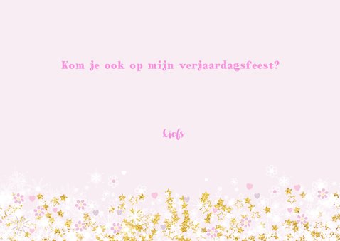 Uitnodiging stijlvolle fotokaart hartjes een bloemen 3